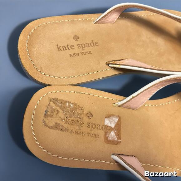 Kate Spade New York Glitter Bow Thong Sandals White Flip Flop Slides Women’s 8.5 - Picture 7 of 7